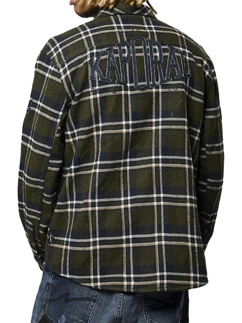 Kaporal ATAR Heren overhemd kaki/marine Licht kakigroen - Kiabi