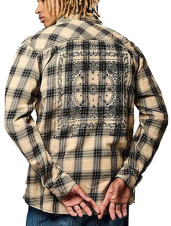 Kaporal berco heren overhemd zwart/beige
