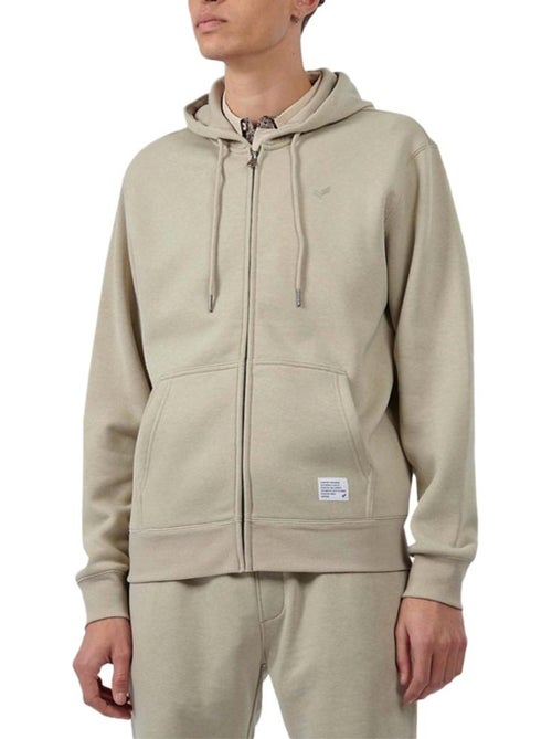 Kaporal BYLA Beige Heren Sweatvest met Rits - Kiabi Kaporal BYLA Beige Heren Sweatvest met Rits - Kiabi