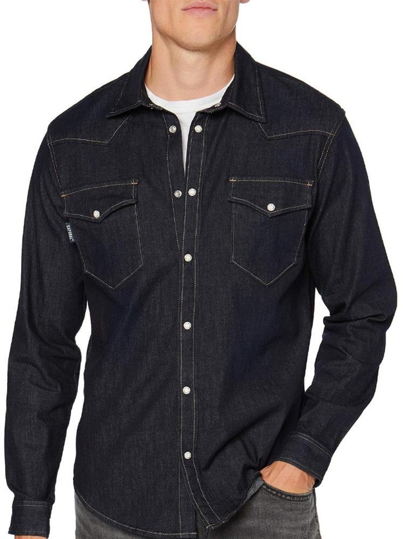Kaporal DIEGO Herenoverhemd - Marineblauw Denimblauw - Kiabi