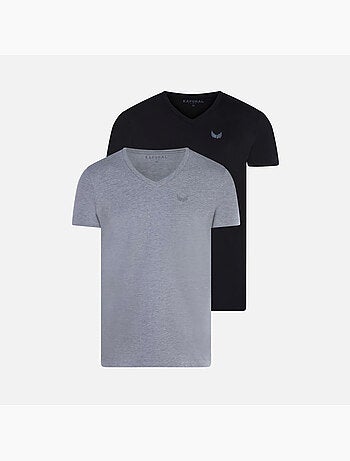 Kaporal gifth heren t-shirts - set van 2 zwart/grijs