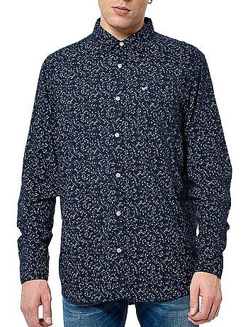 Kaporal montye heren overhemd met bloemenprint - marineblauw