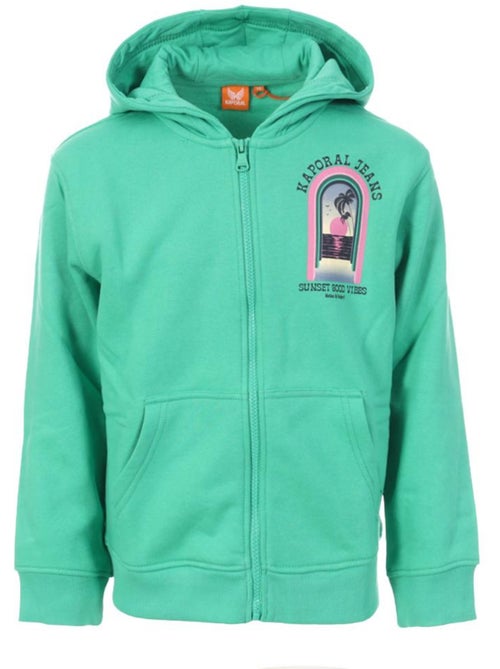 Kaporal OUNAE Groene Hoodie met Rits voor Meisjes - Kiabi Kaporal OUNAE Groene Hoodie met Rits voor Meisjes - Kiabi