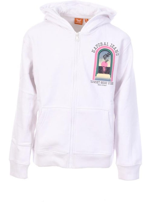 Kaporal OUNAE Witte Hoodie met Rits voor Meisjes - Kiabi Kaporal OUNAE Witte Hoodie met Rits voor Meisjes - Kiabi