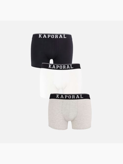 Kaporal QUADMH Heren Boxershorts - Set van 3 Zwart/Wit/Grijs - Kiabi Kaporal QUADMH Heren Boxershorts - Set van 3 Zwart/Wit/Grijs - Kiabi