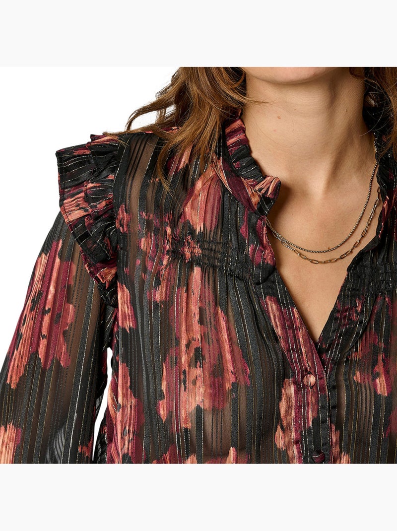 Kaporal seven dames blouse zwart/rood Zwart - Kiabi