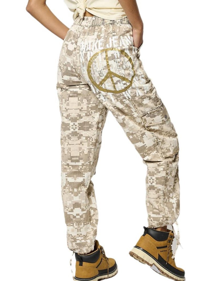 Kaporal Silar Dames Soepele Broek Beige/Groen Groen - Kiabi