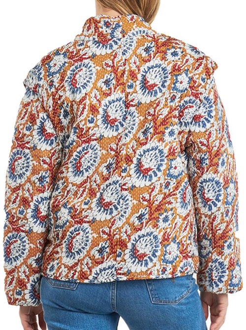 Kaporal Sonia Dames Bloemen Vest Oranje/Blauw Lichtgewicht - Kiabi Kaporal Sonia Dames Bloemen Vest Oranje/Blauw Lichtgewicht - Kiabi