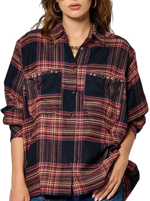 Kaporal STORM Geruite Blouse voor Dames - Marine/Roze - Kiabi Kaporal STORM Geruite Blouse voor Dames - Marine/Roze - Kiabi