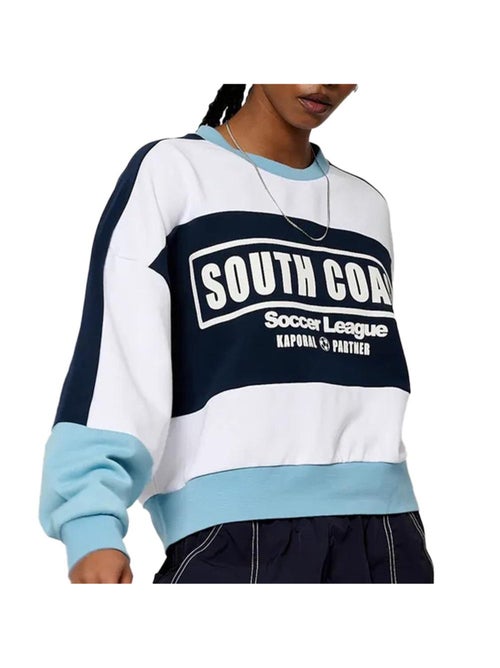 Kaporal Vabre Dames Sweatshirt Wit/Zwart/Turquoise - Kiabi Kaporal Vabre Dames Sweatshirt Wit/Zwart/Turquoise - Kiabi