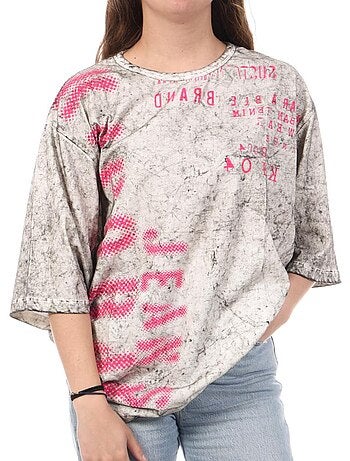 Kaporal vanne dames t-shirt grijs/roze