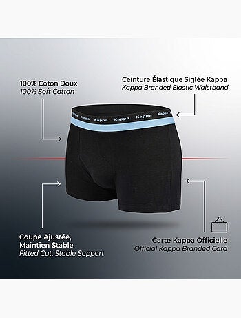 KAPPA Boxers Homme Lot de 6, Coton, Ceinture Élastique Siglée Kappa