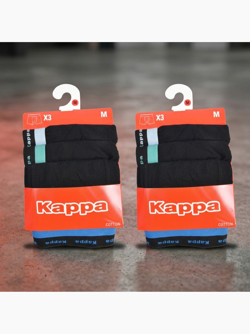 KAPPA Boxers Homme Lot de 6, Coton, Ceinture Élastique Siglée Kappa Noir - Kiabi
