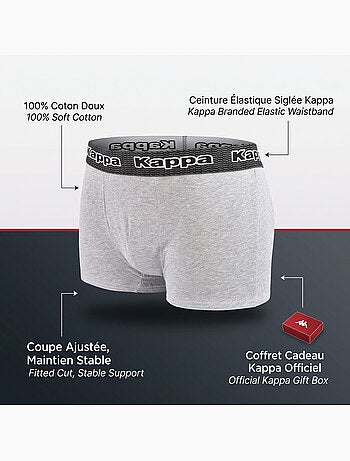 KAPPA Boxers Homme Pack de 4 (Lot) - Coton, Coffret Cadeau