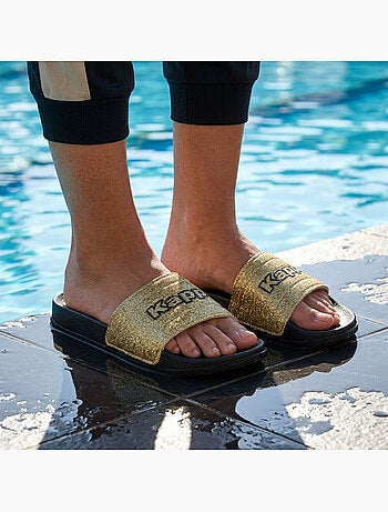 Kappa claquette femme piscine glitter glossy léopard
