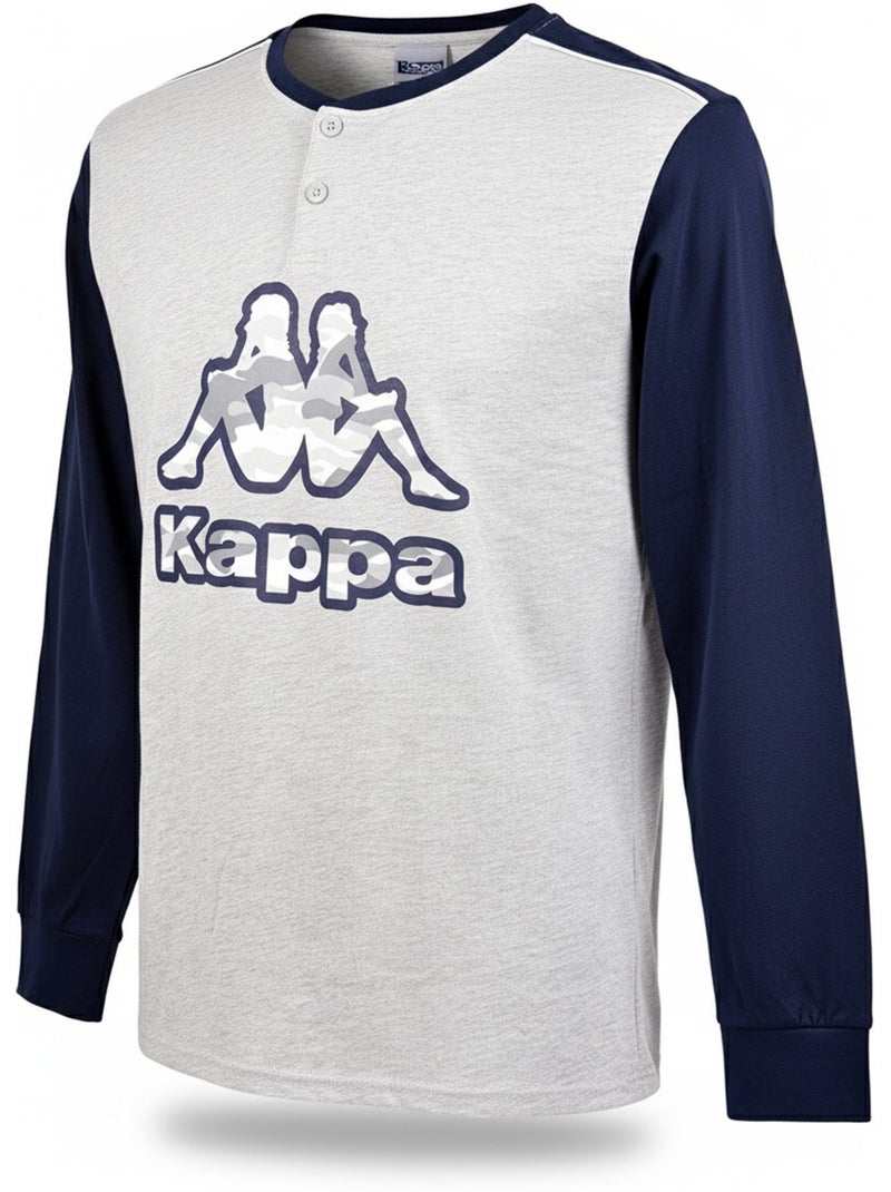 Kappa Heren Pyjama Lang Katoen Blauwgrijs - Kiabi