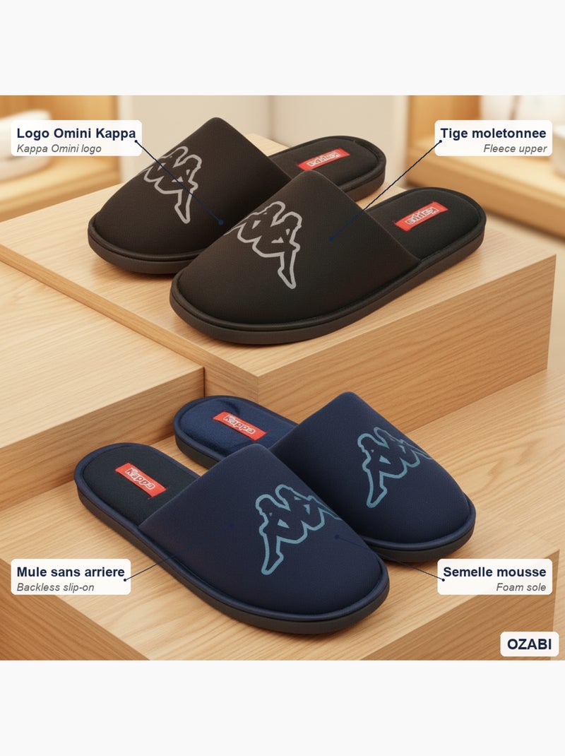 KAPPA Pantoufles Mules Homme Moletonnées Logo Omini Pack 2 Paires Noir Bleu - Kiabi
