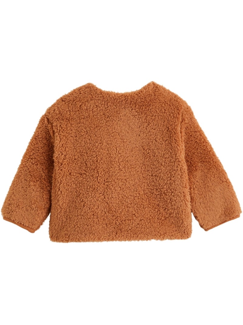 Karamelkleurig omkeerbaar sherpa babyjasje Bruin - Kiabi