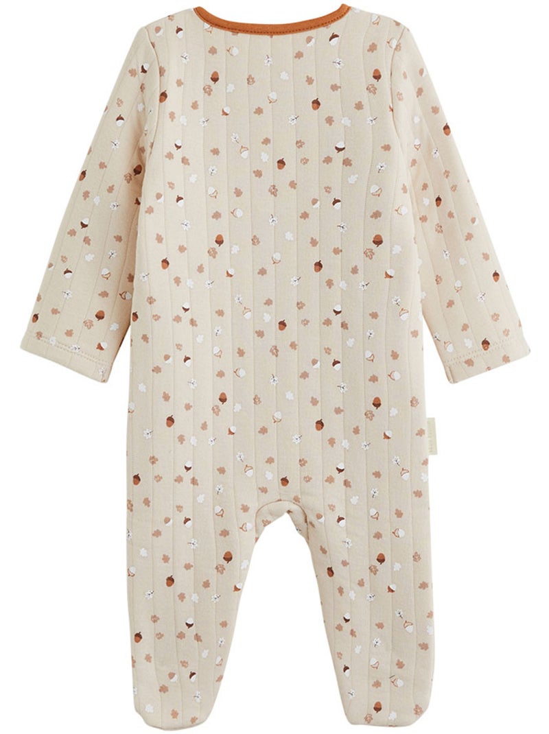 Karamelkleurige gewatteerde babypyjama met brugsluiting Ecru - Kiabi
