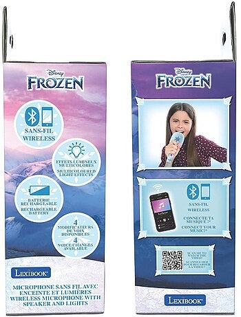 Karaoke microphone bluetooth/sans fil la reine des neiges avec effets sonores et lumineux