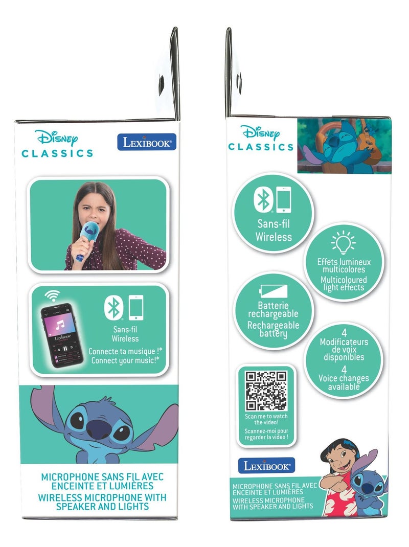 Karaoke microphone bluetooth/sans fil sitch avec effets sonores et lumineux Bleu - Kiabi