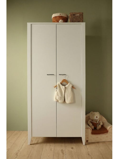 Kast met 2 deuren, planken en kledingrek – metalen handgrepen - Kiabi Kast met 2 deuren, planken en kledingrek – metalen handgrepen - Kiabi
