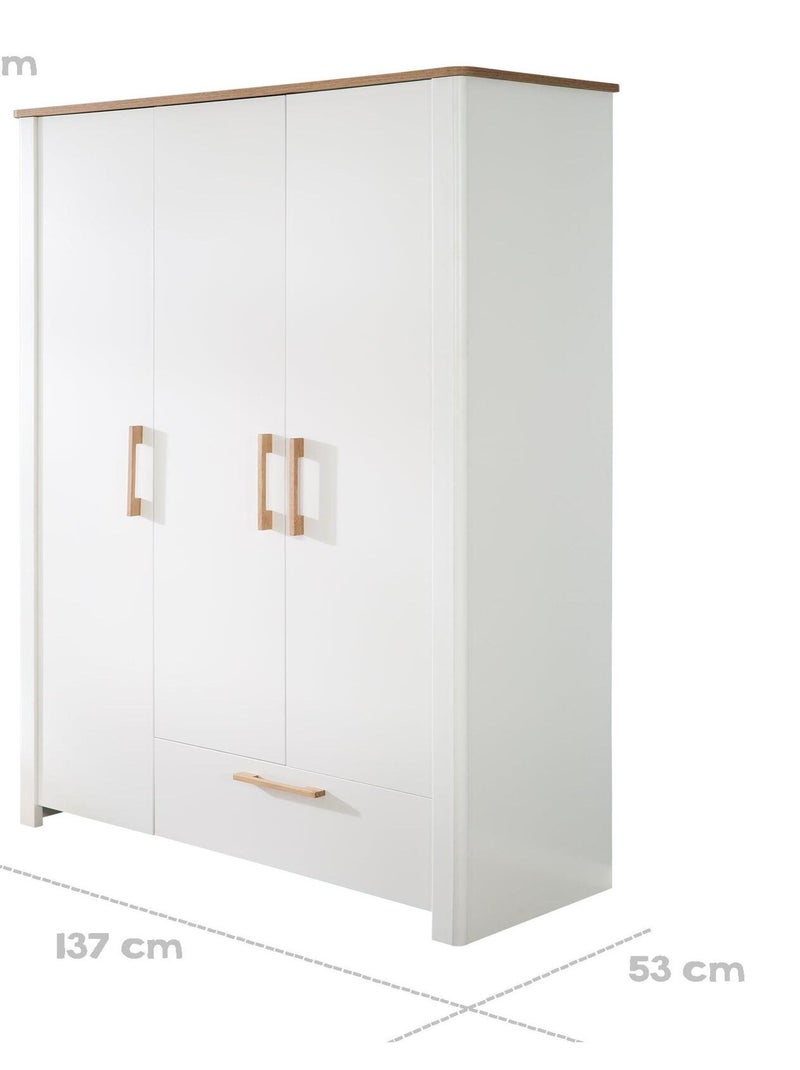 Kast met 3 deuren en 1 lade van hout - ROBA 'Ava' Wit - Kiabi