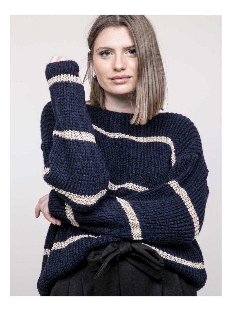 Kastella gestreepte trui Marineblauw - Kiabi