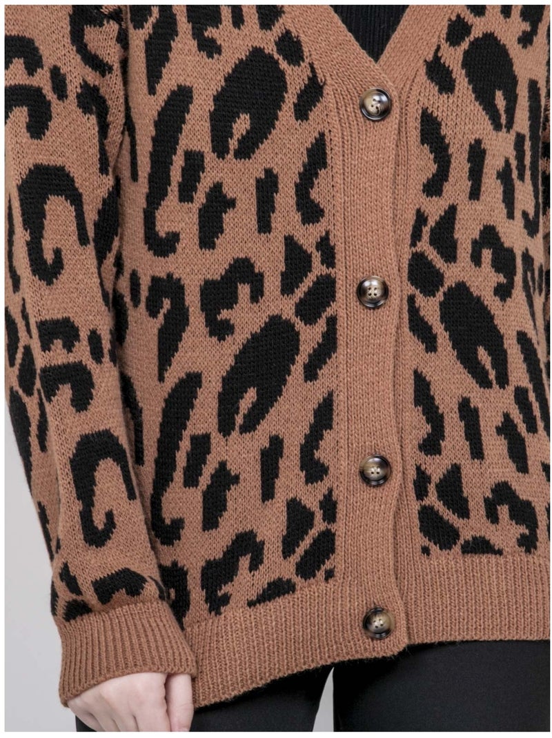 Katline vest met luipaardprint Bruin - Kiabi
