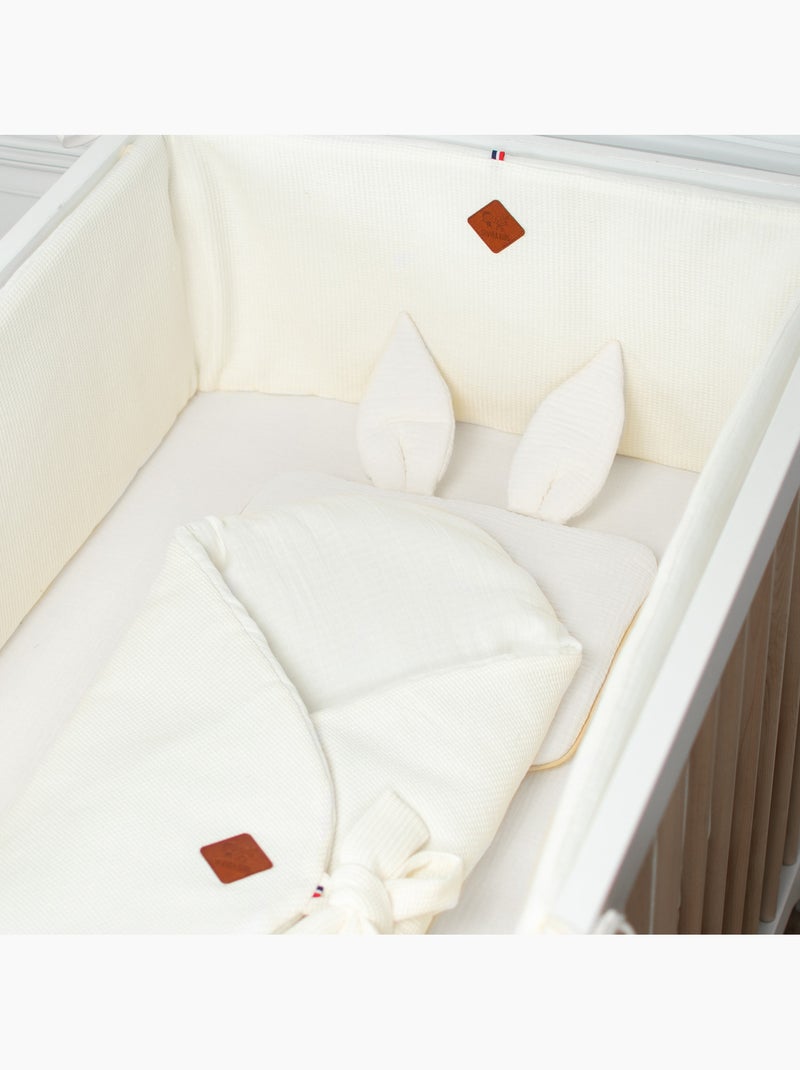Katoenen babykussen plat en omkeerbaar Ecru - Kiabi
