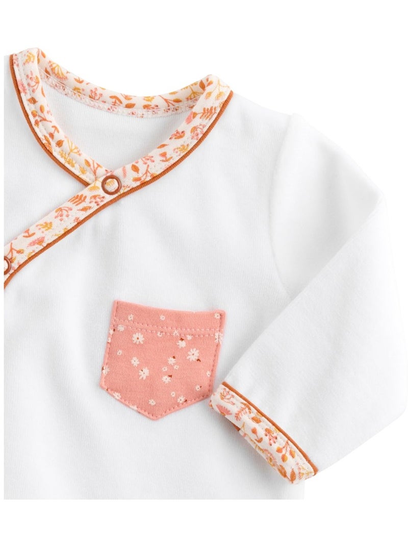 Katoenen babypyjama Wit Oranje - Kiabi