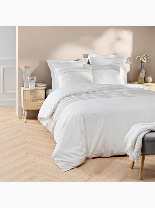 Katoenen bedlinnenset met fijn borduurmotief - Kiabi