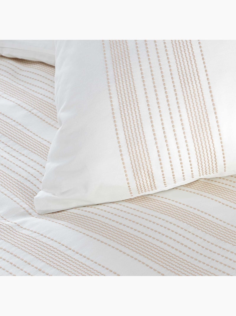 Katoenen bedlinnenset met fijn borduurmotief Wit - Kiabi