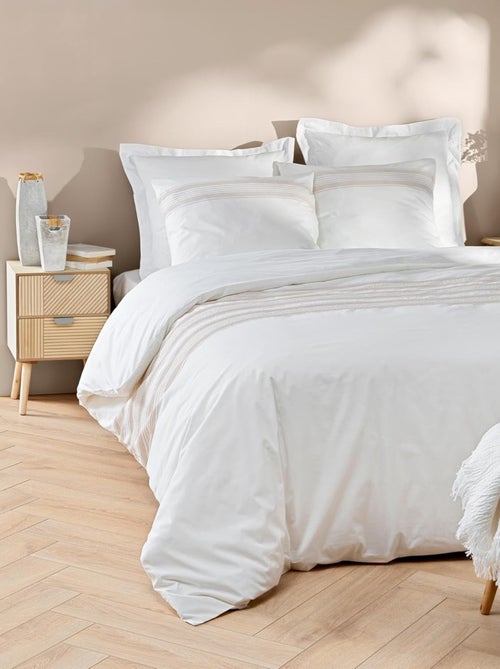 Katoenen bedlinnenset met fijn borduurmotief - Kiabi