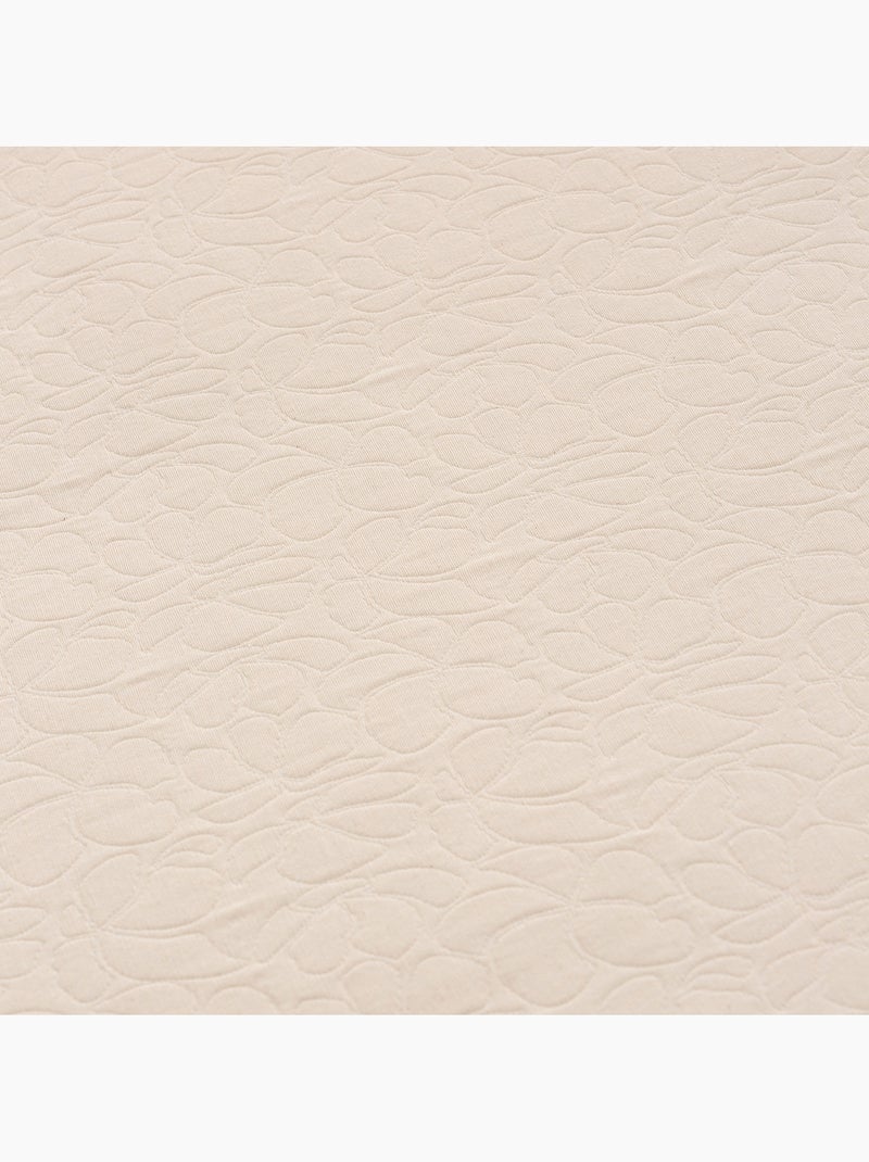 Katoenen bedsprei met reliëf bloemendessin en getextureerde stof. Beige - Kiabi