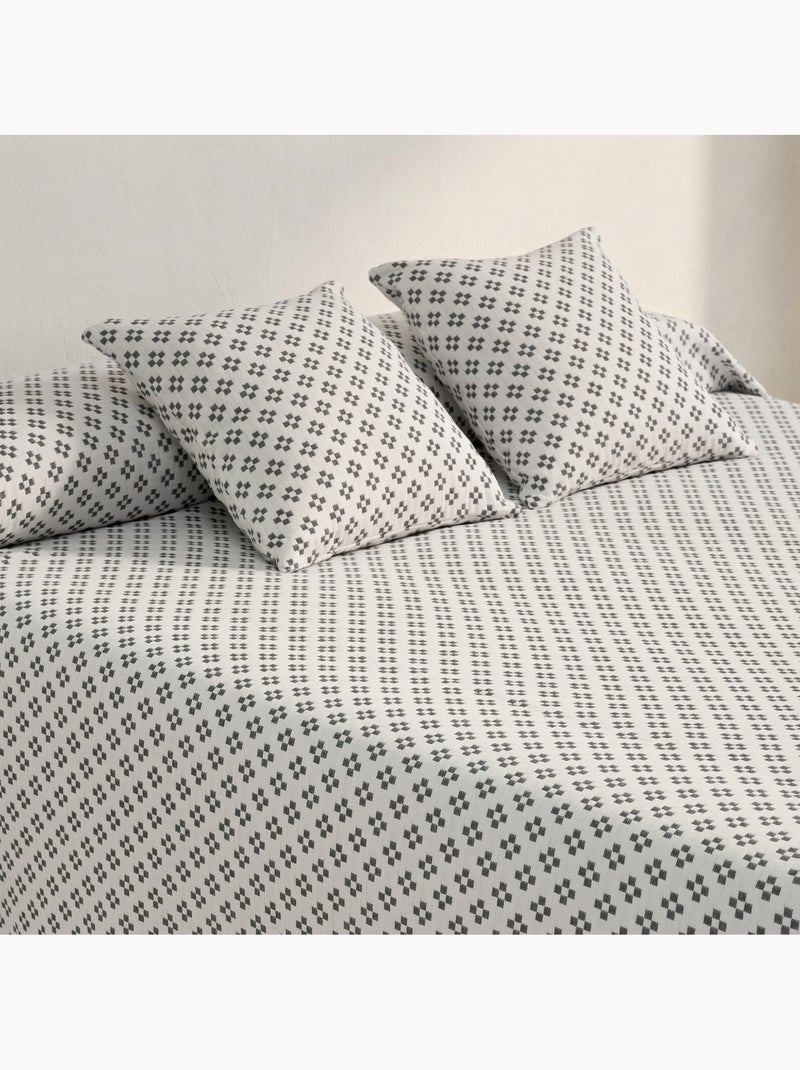 Katoenen bedsprei met reliëf geometrisch dessin en getextureerde stof. Blauw - Kiabi