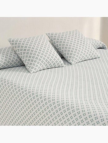Katoenen bedsprei met reliëf geometrisch dessin en getextureerde stof.
