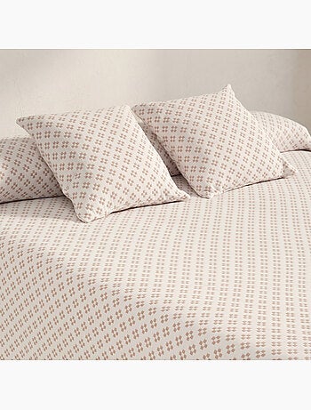 Katoenen bedsprei met reliëf geometrisch dessin en getextureerde stof.