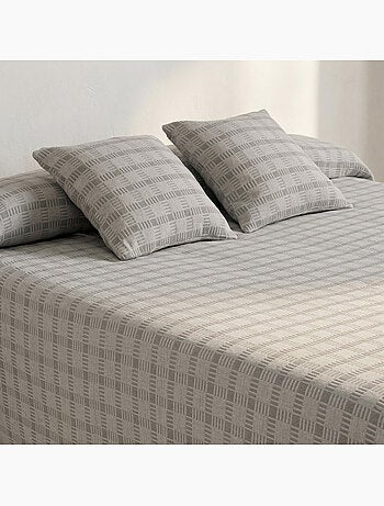 Katoenen bedsprei met reliëf ruitdessin en getextureerde stof.