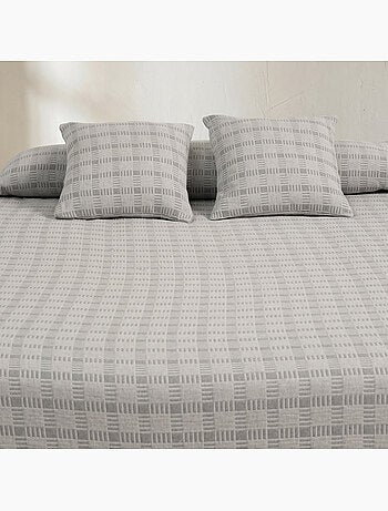 Katoenen bedsprei met reliëf ruitdessin en getextureerde stof.