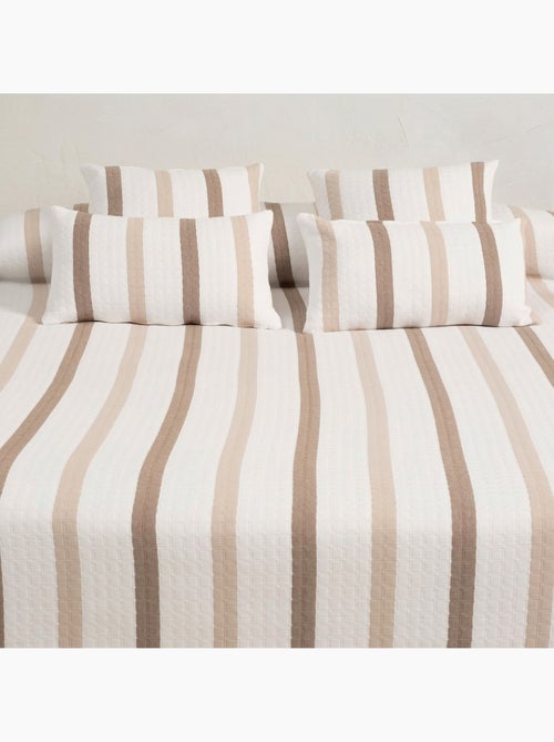 Katoenen bedsprei met streepdessin en getextureerde ruitstof. - Kiabi Katoenen bedsprei met streepdessin en getextureerde ruitstof. - Kiabi