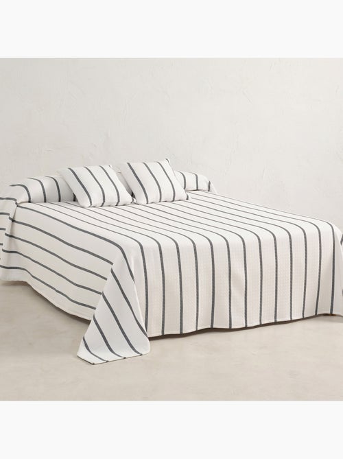 Katoenen bedsprei met streepdessin en getextureerde ruitstof. - Kiabi Katoenen bedsprei met streepdessin en getextureerde ruitstof. - Kiabi
