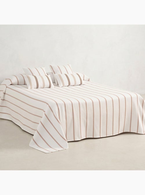 Katoenen bedsprei met streepdessin en getextureerde ruitstof. - Kiabi Katoenen bedsprei met streepdessin en getextureerde ruitstof. - Kiabi