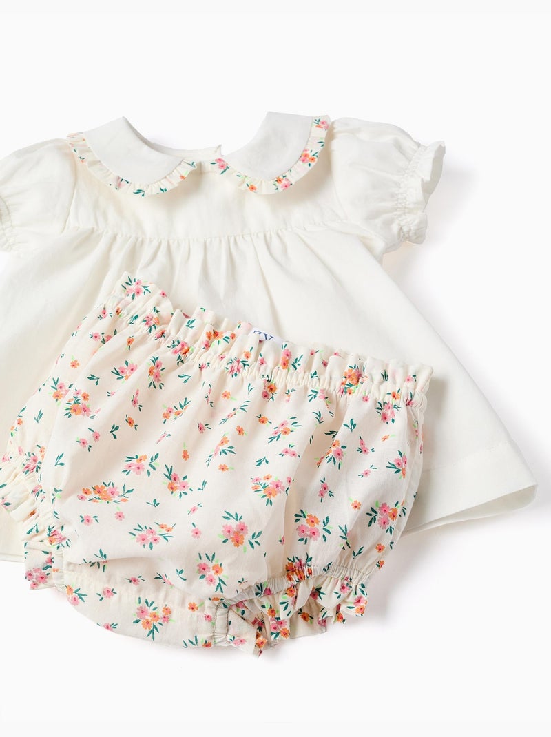 Katoenen blouse en bloomers met ruches Lichtbeige - Kiabi