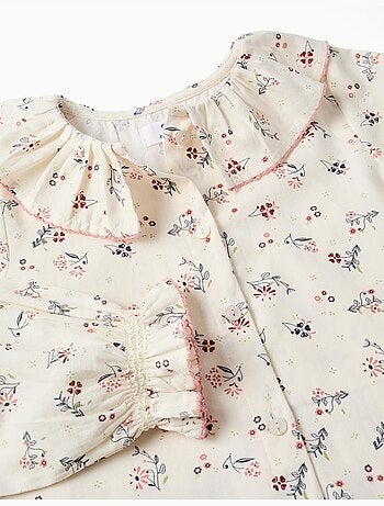 Katoenen blouse met lange mouwen en bloemenpatroon