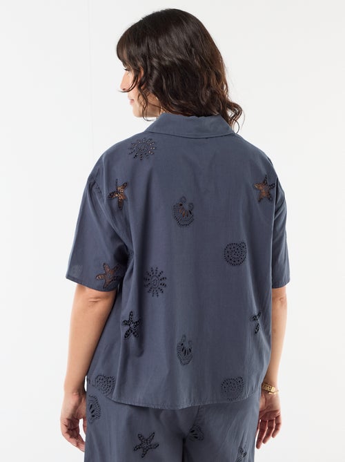 Katoenen blouse met opengewerkte motieven - Kiabi