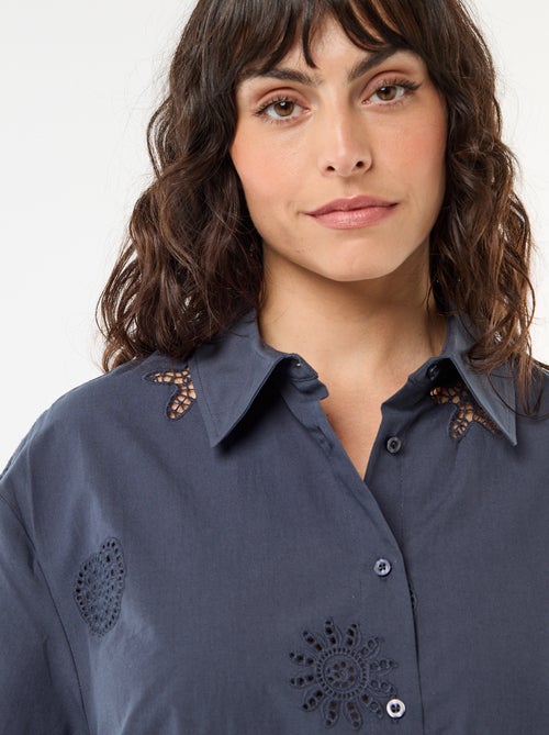 Katoenen blouse met opengewerkte motieven - Kiabi