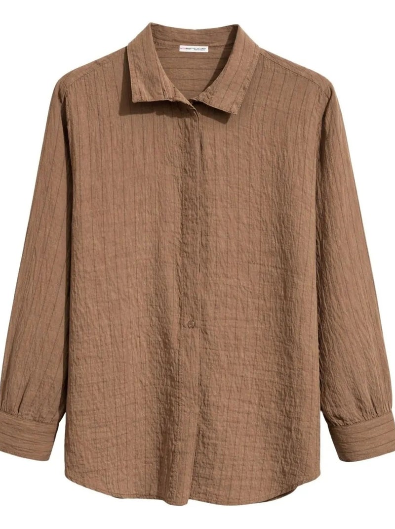 Katoenen blouse mixray Camel - Kiabi