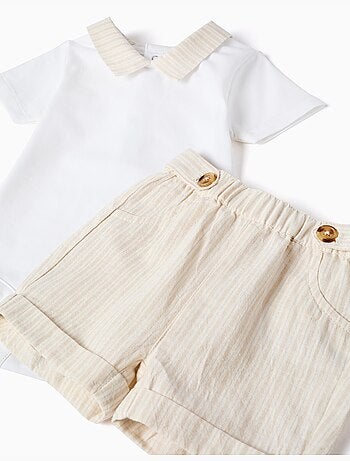 Katoenen body + gestreepte shortset