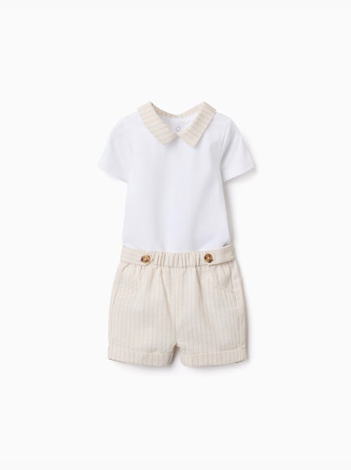 Katoenen body + gestreepte shortset - Kiabi